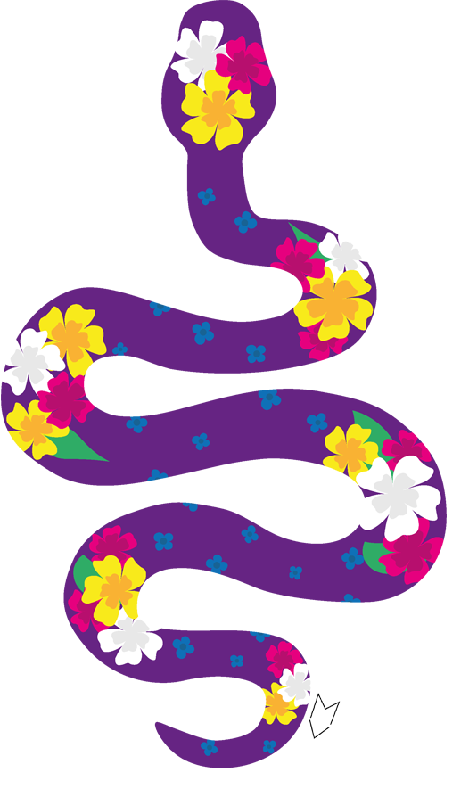 Serpent violet à fleurs de couleurs petite