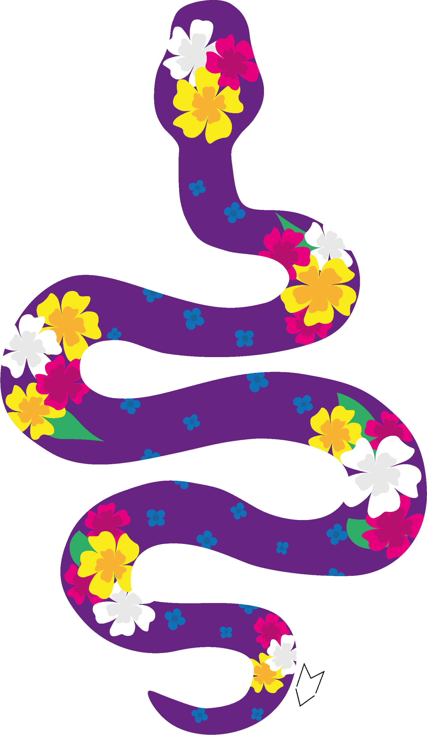 Serpent violet à fleurs de couleurs